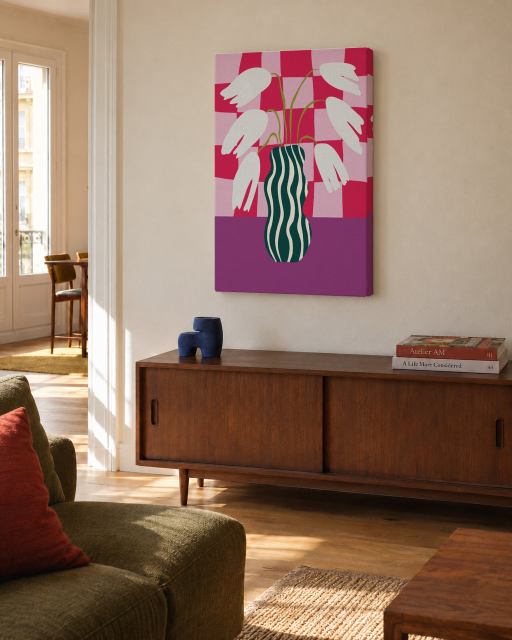 Blossoming Beauties - Unframed canvas in an interior