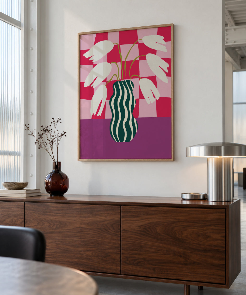 Blossoming Beauties - Framed poster in an interior