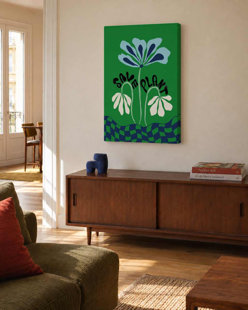 Save Plants - Unframed canvas in an interior