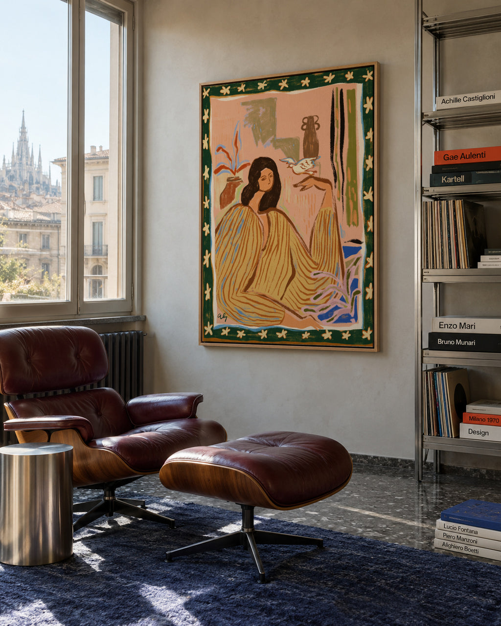 Hello Birdy - Framed canvas in an interior