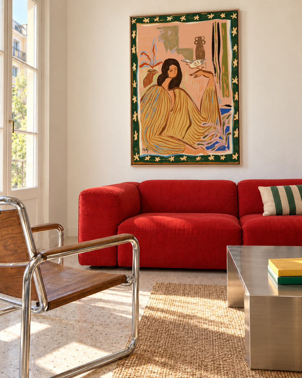 Hello Birdy - Framed canvas in an interior