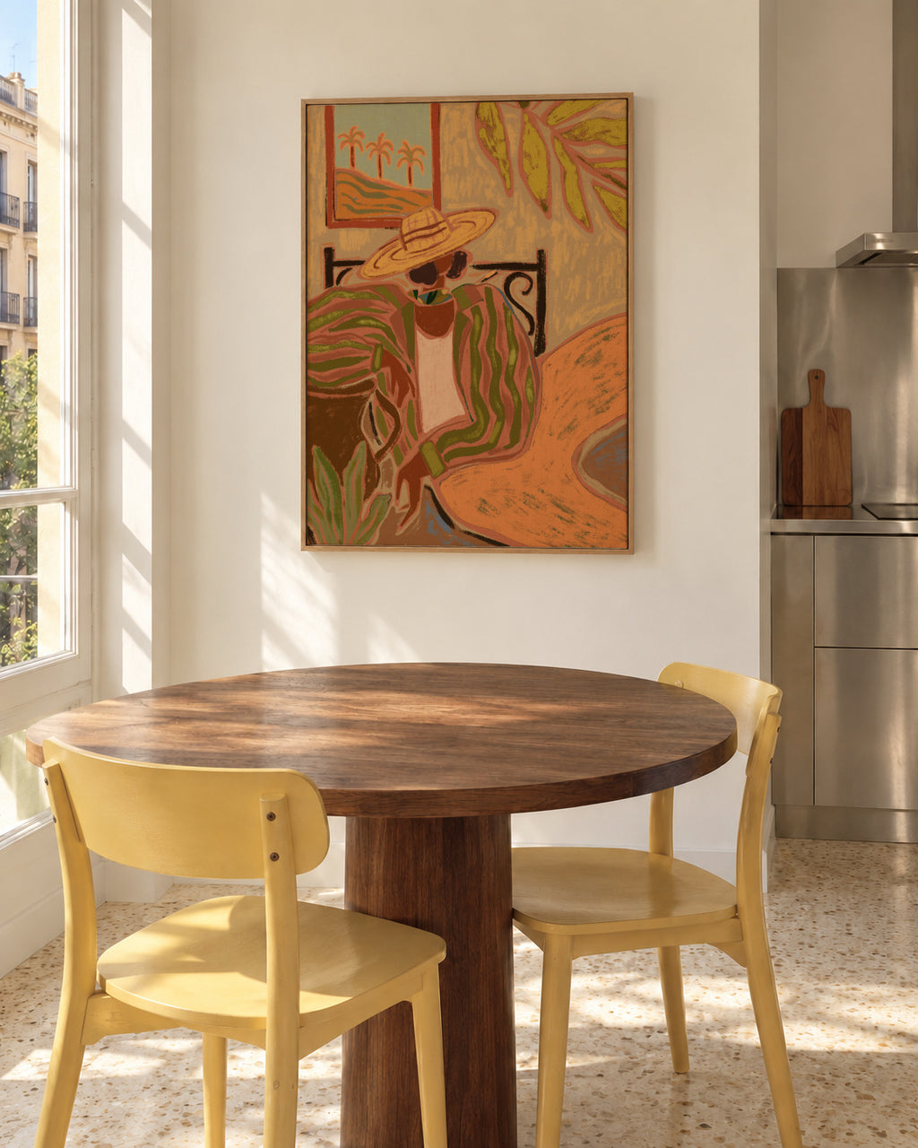 Lady in Stripe - Framed canvas in an interior