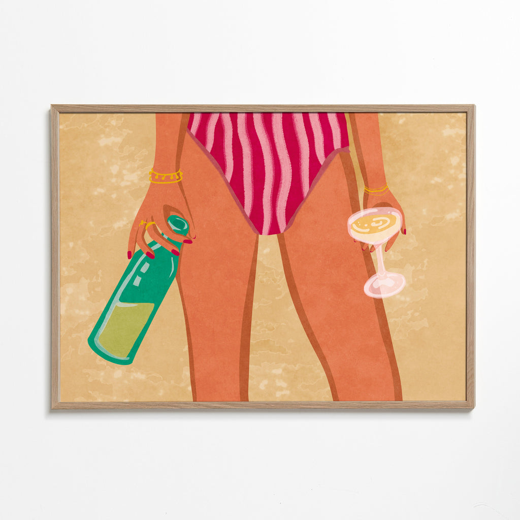 Girl with wine at the beach - Raissa Oltmanns 