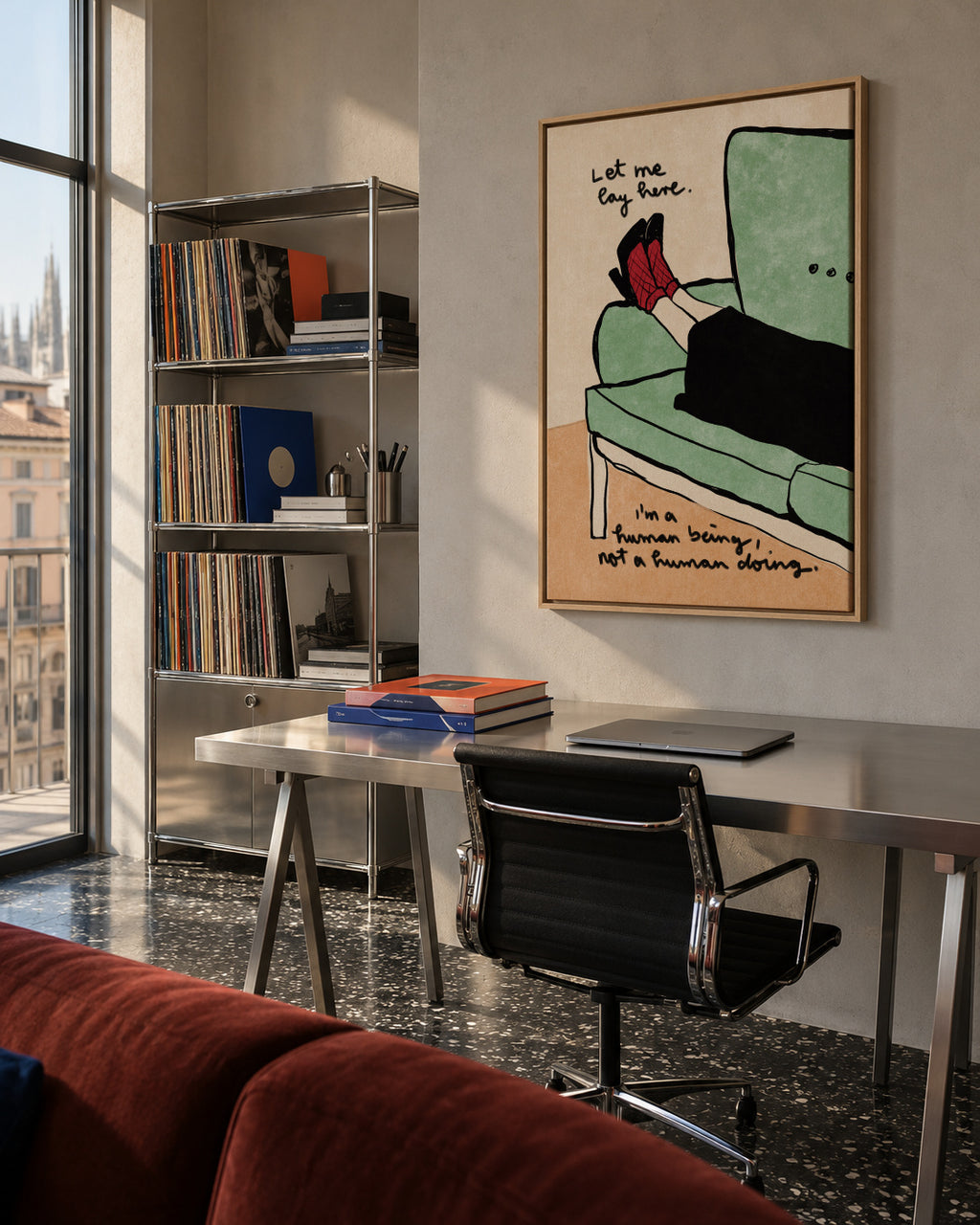 Let me lay here - Framed canvas in an interior