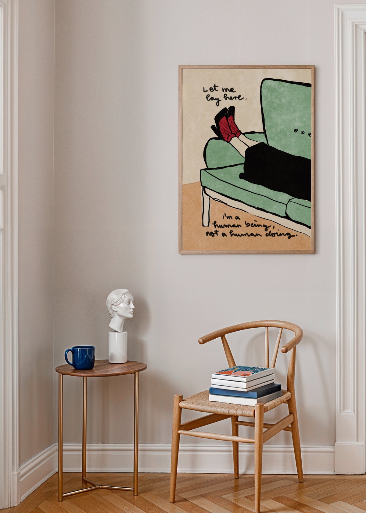 Let me lay here - Framed poster in an interior