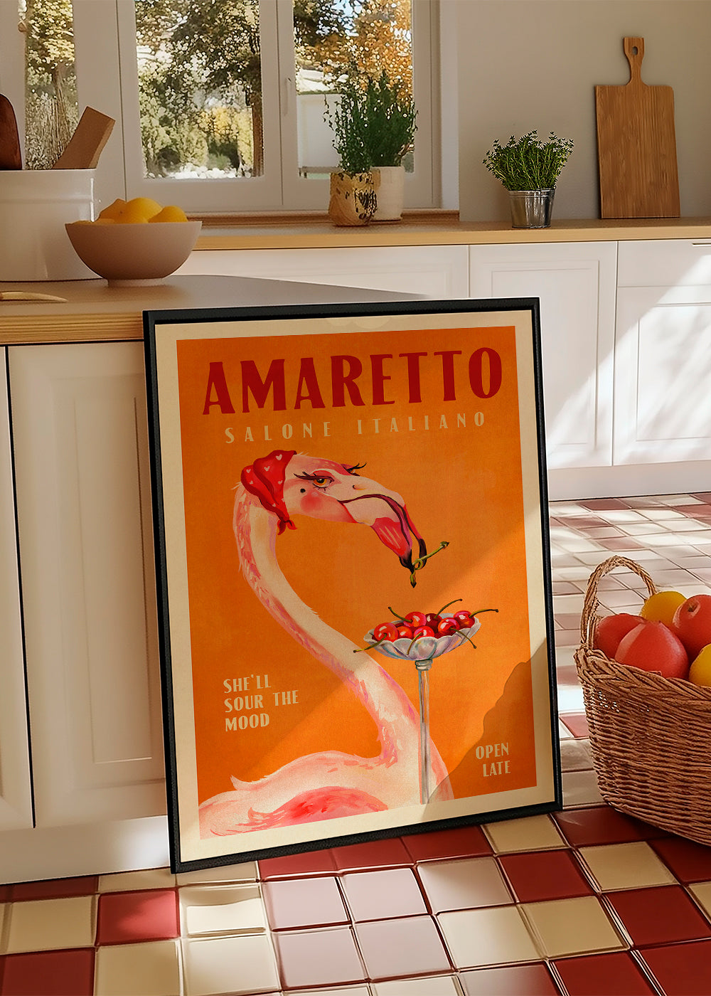 Amaretto Flamingo Art Deco Italian Cafe Travel Art - The Whiskey Ginger