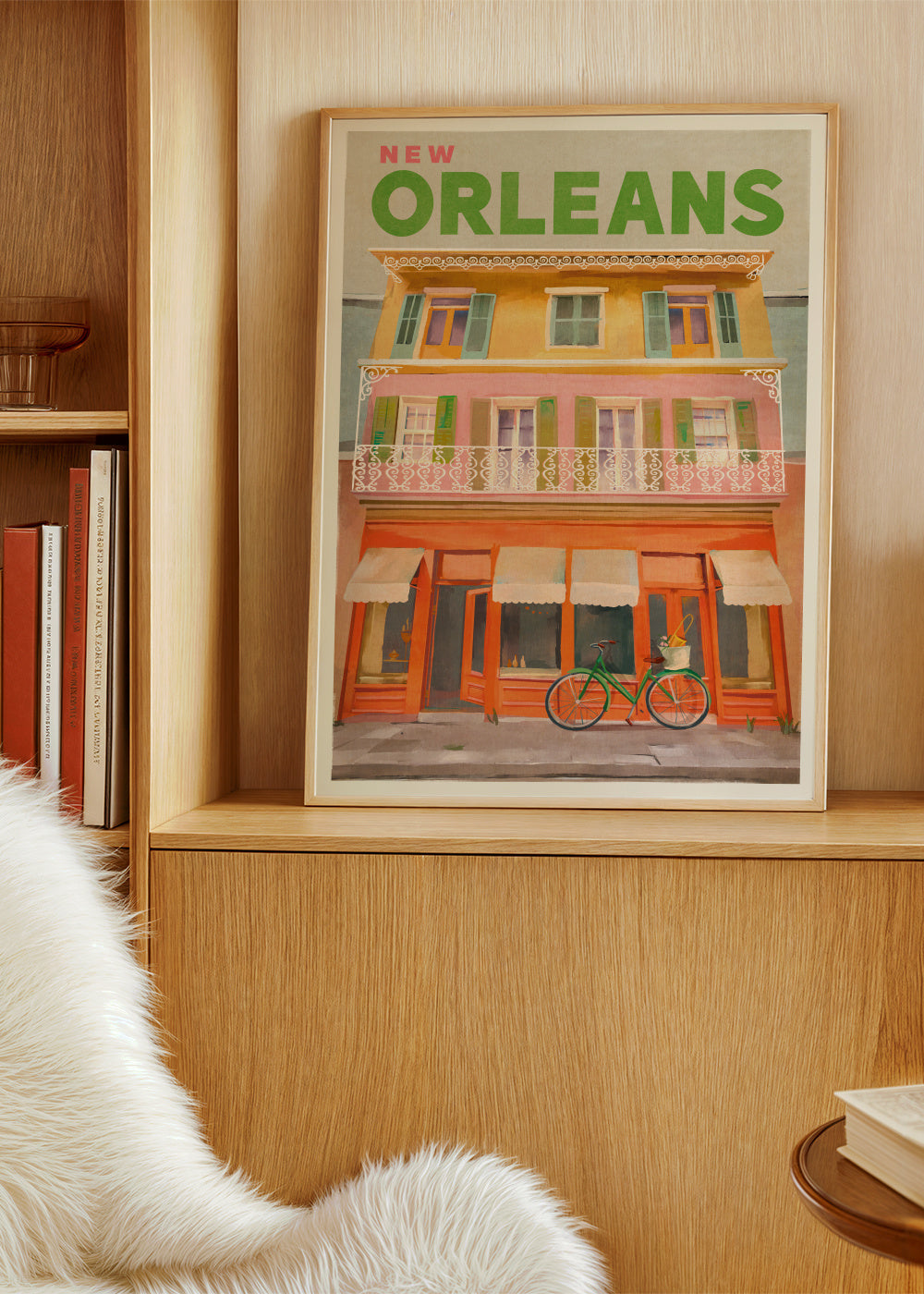 New Orleans Louisiana Vintage Travel Poster - Framed poster in an interior