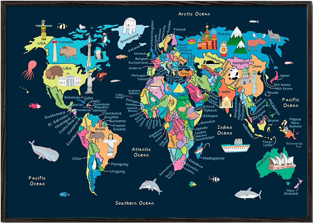 Educational Illustrated Map of the World for Kids - Carla Daly