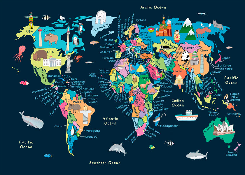 Educational Illustrated Map of the World for Kids - Carla Daly