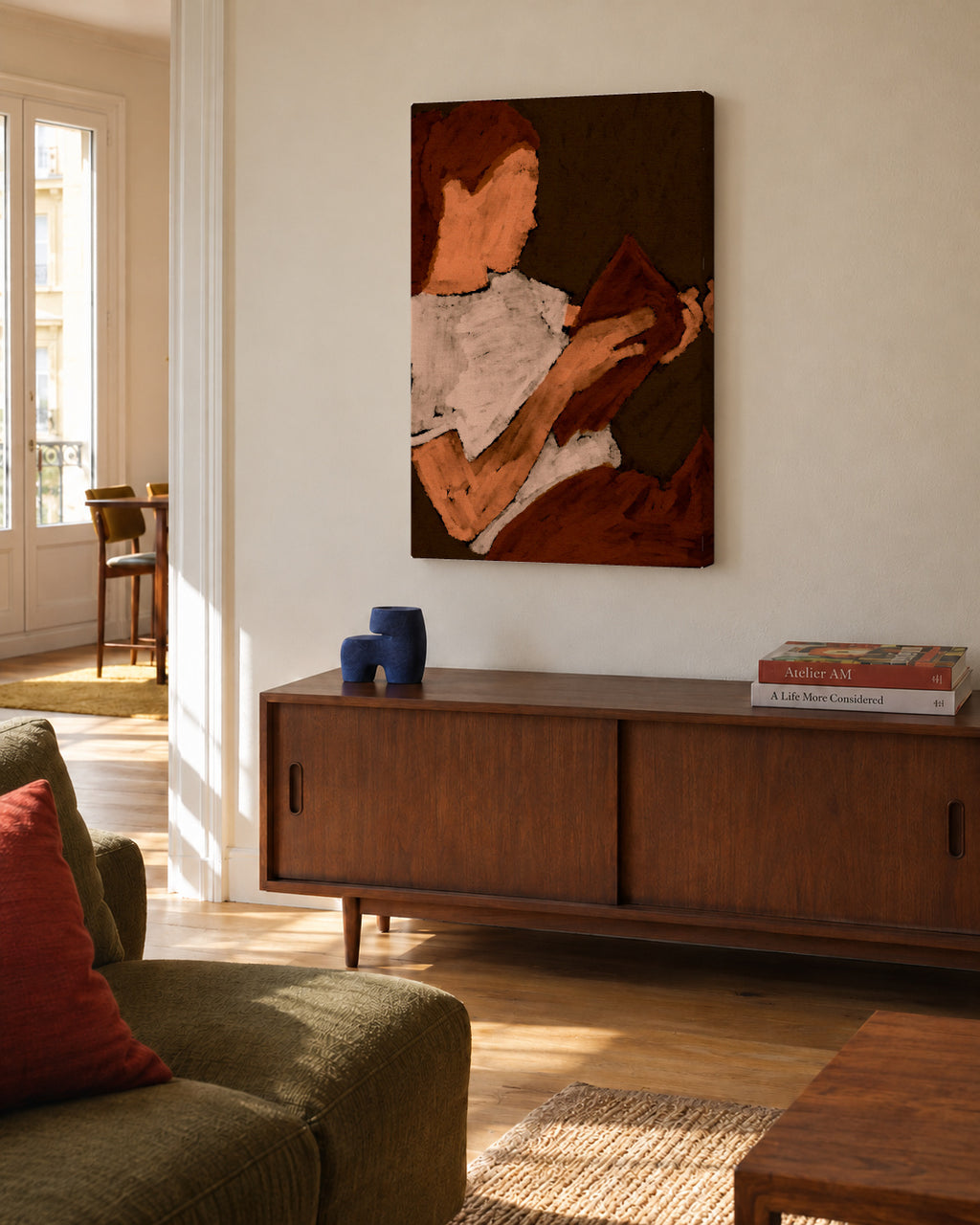 Book lover 4 - Unframed canvas in an interior