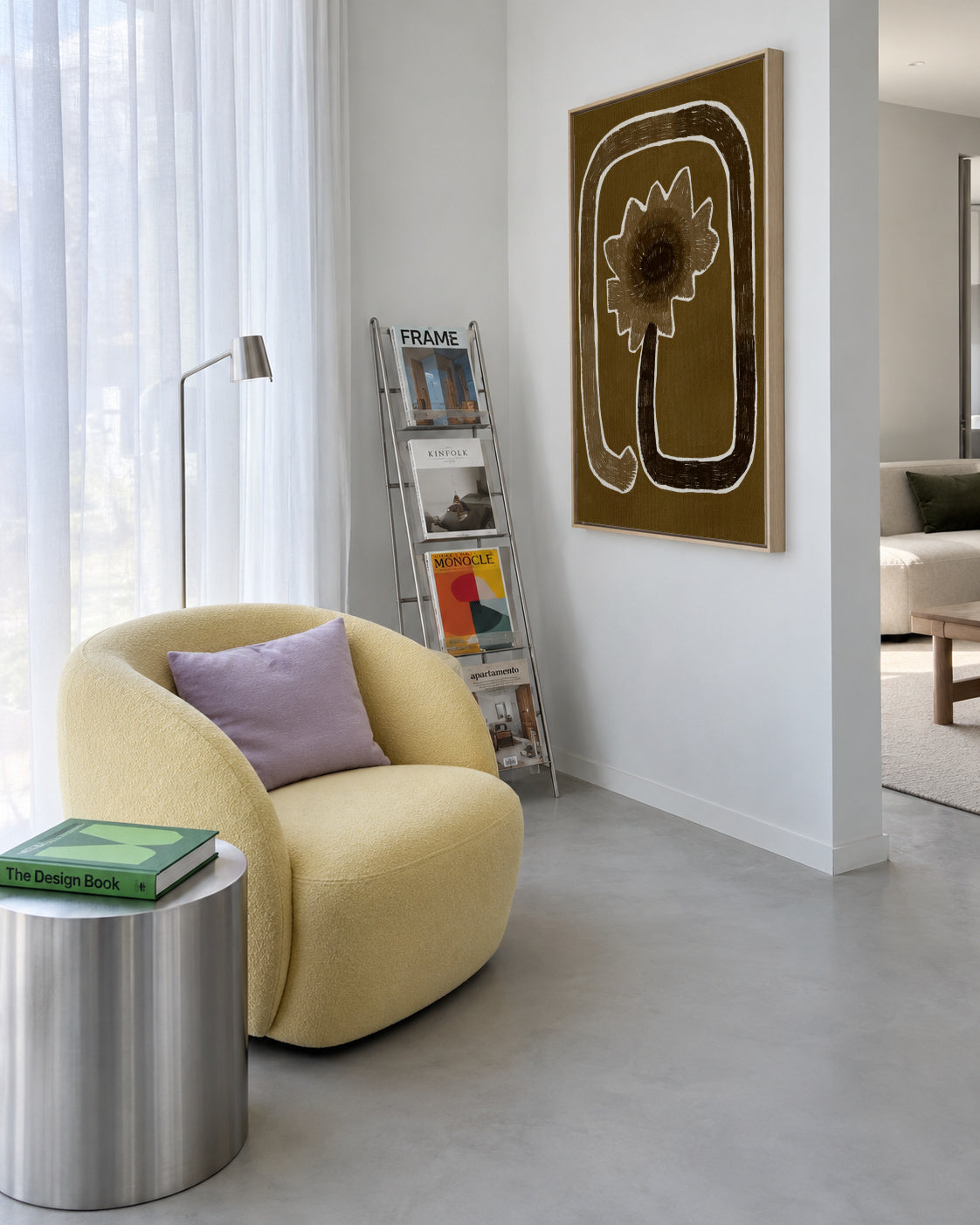 Delicate Bloom 1 - Framed canvas in an interior