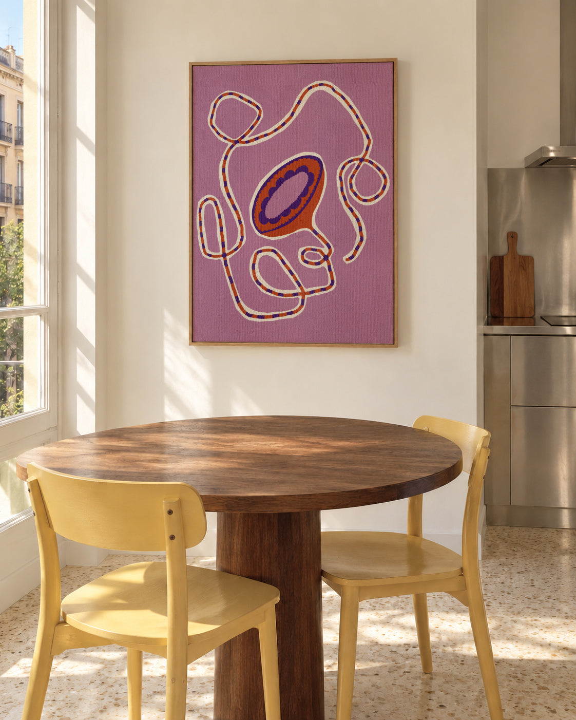 Delicate Bloom 21 - Framed canvas in an interior