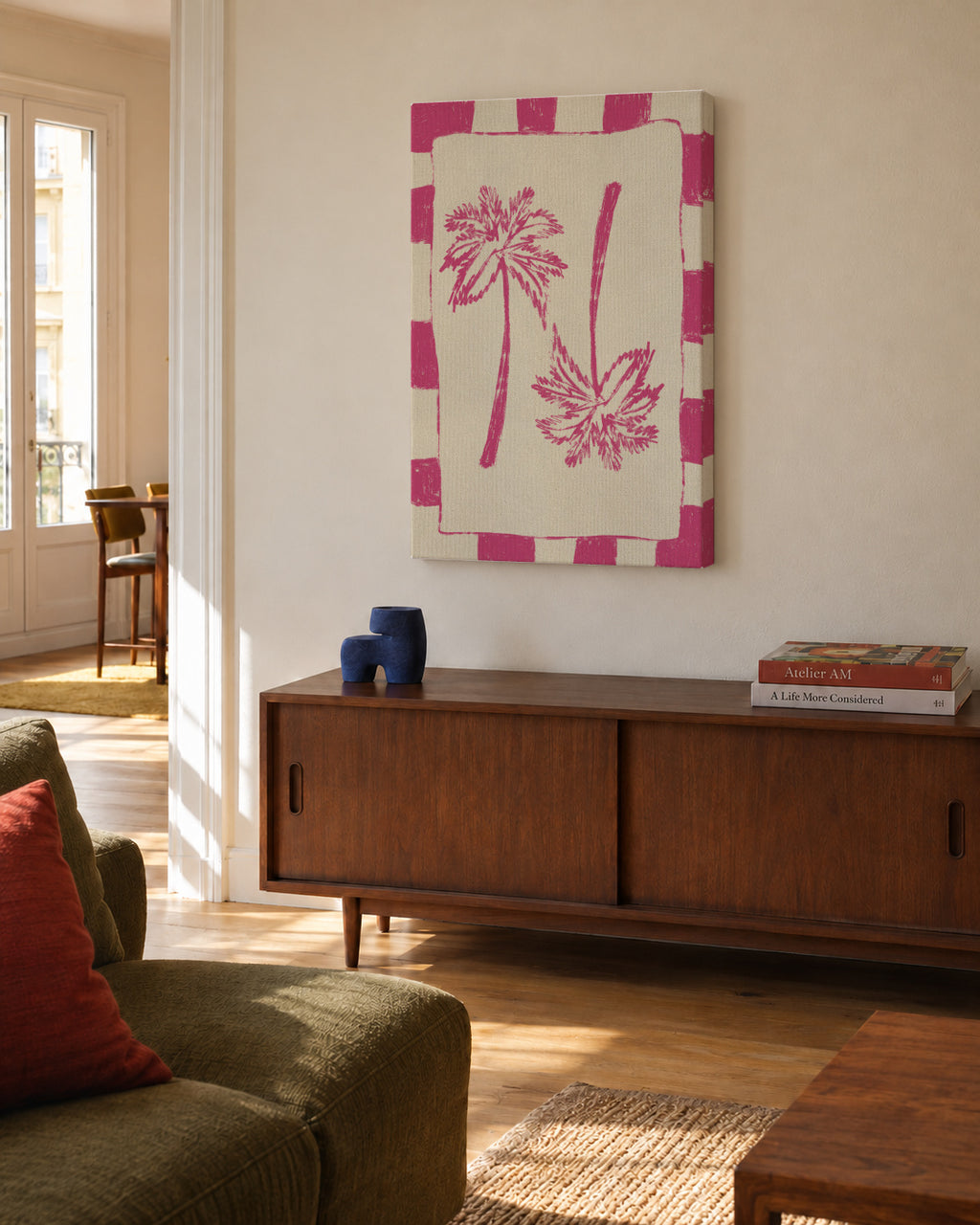 Palm paradise – Pink - Unframed canvas in an interior