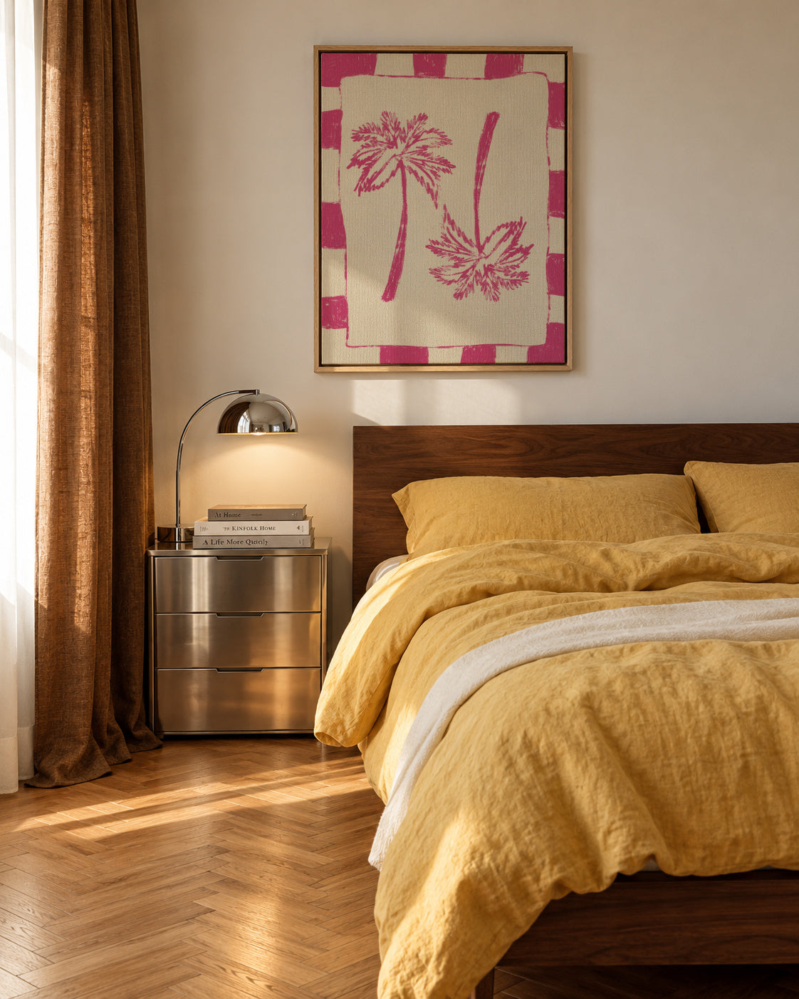 Palm paradise – Pink - Framed canvas in an interior