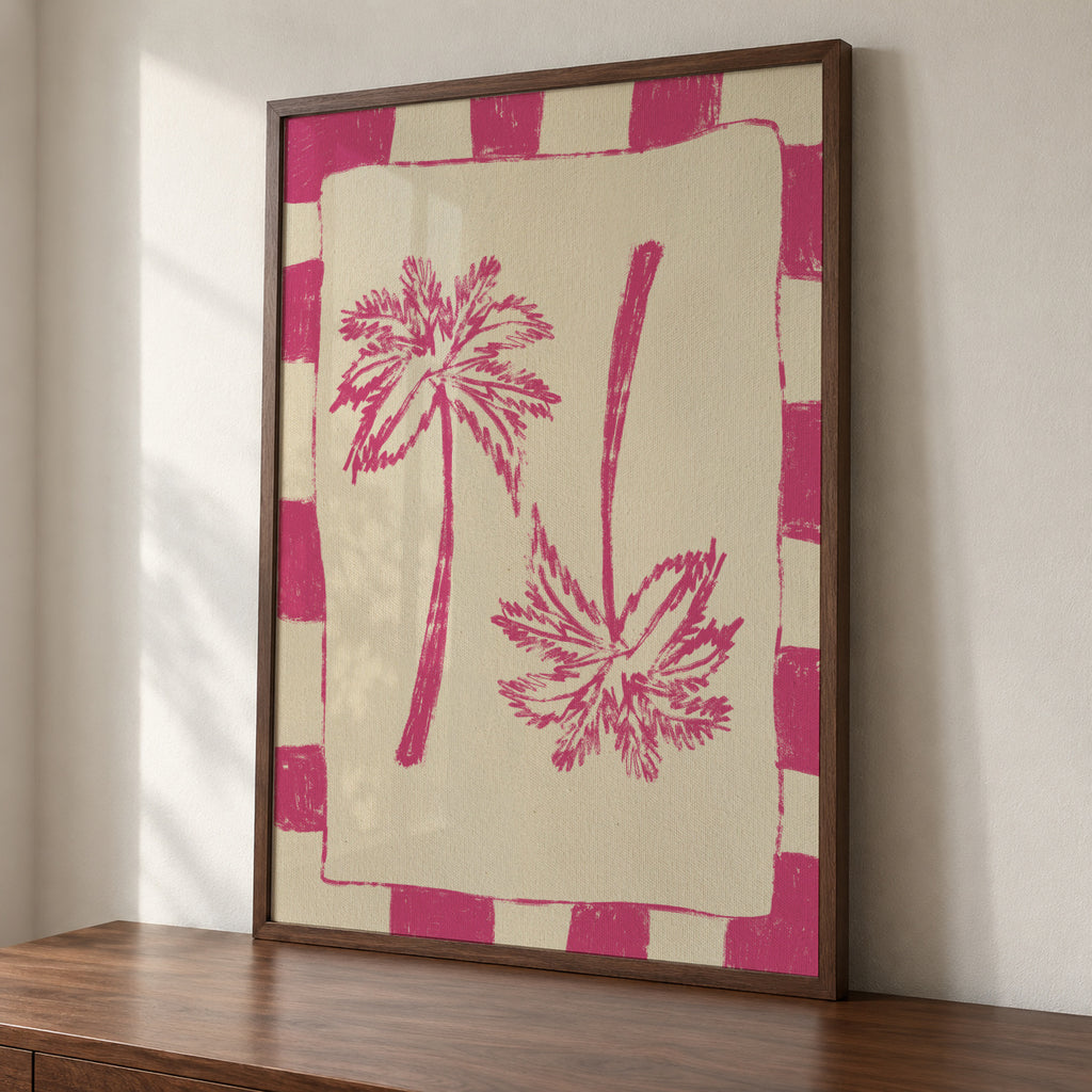 Palm paradise – Pink - Framed poster detail