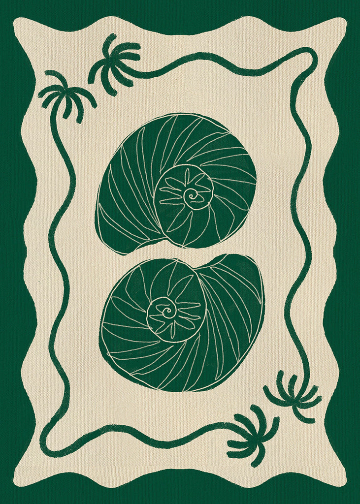 Illustration Green Seashell Stories