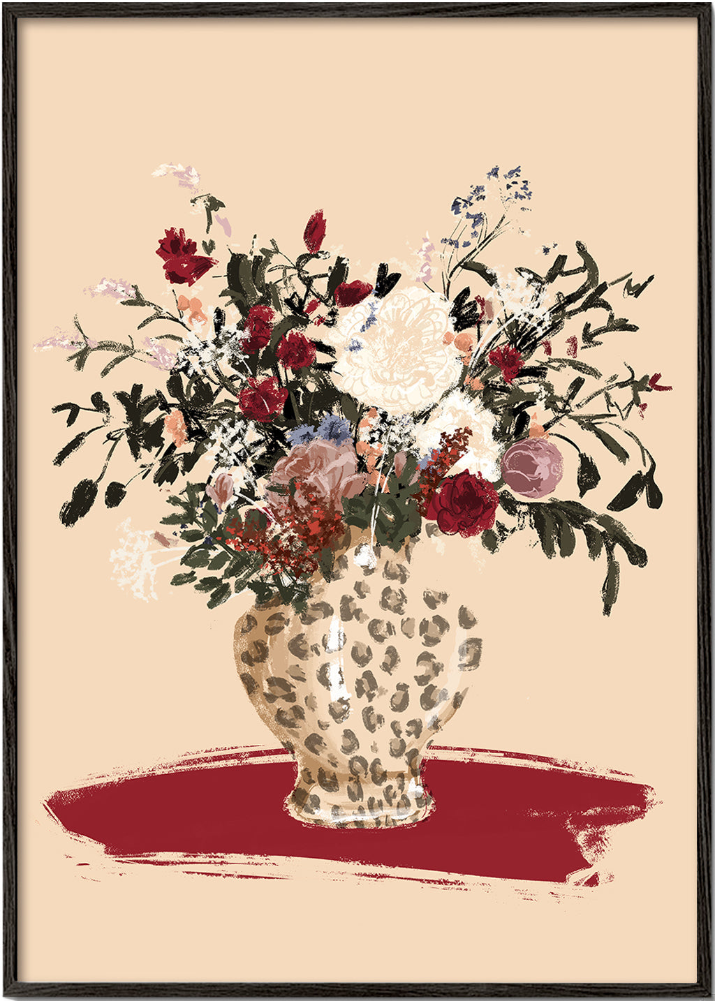 Illustration Flowers in a leopard vase