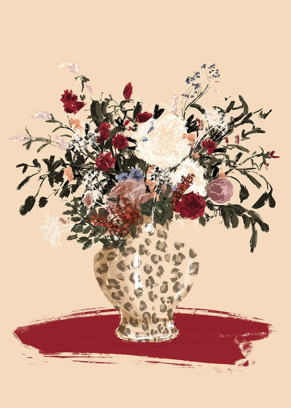 Illustration Flowers in a leopard vase