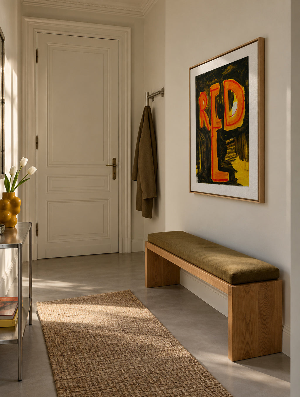 Red - Framed canvas in an interior