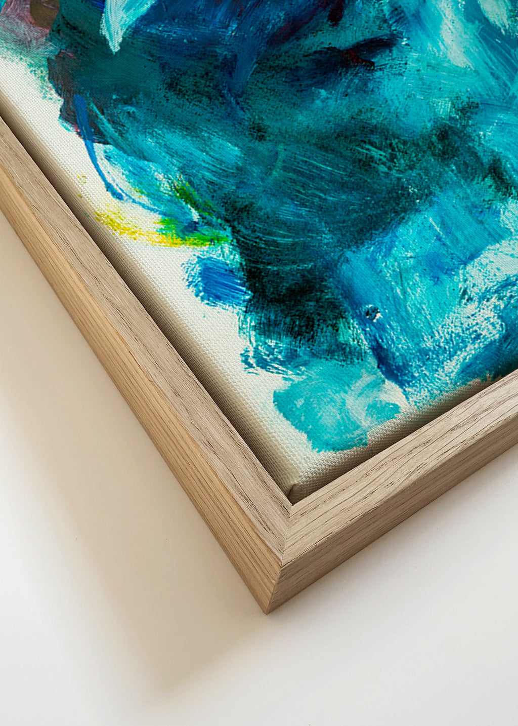 Cuadro abstracto azul con figura aérea – Canvas detail