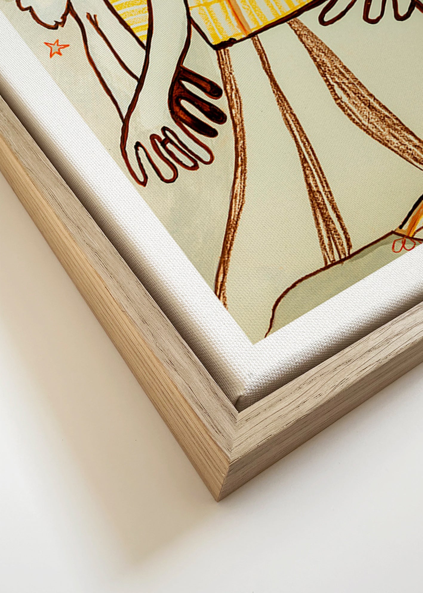 Ilustración de pareja danzante con trazo gestual – Canvas detail