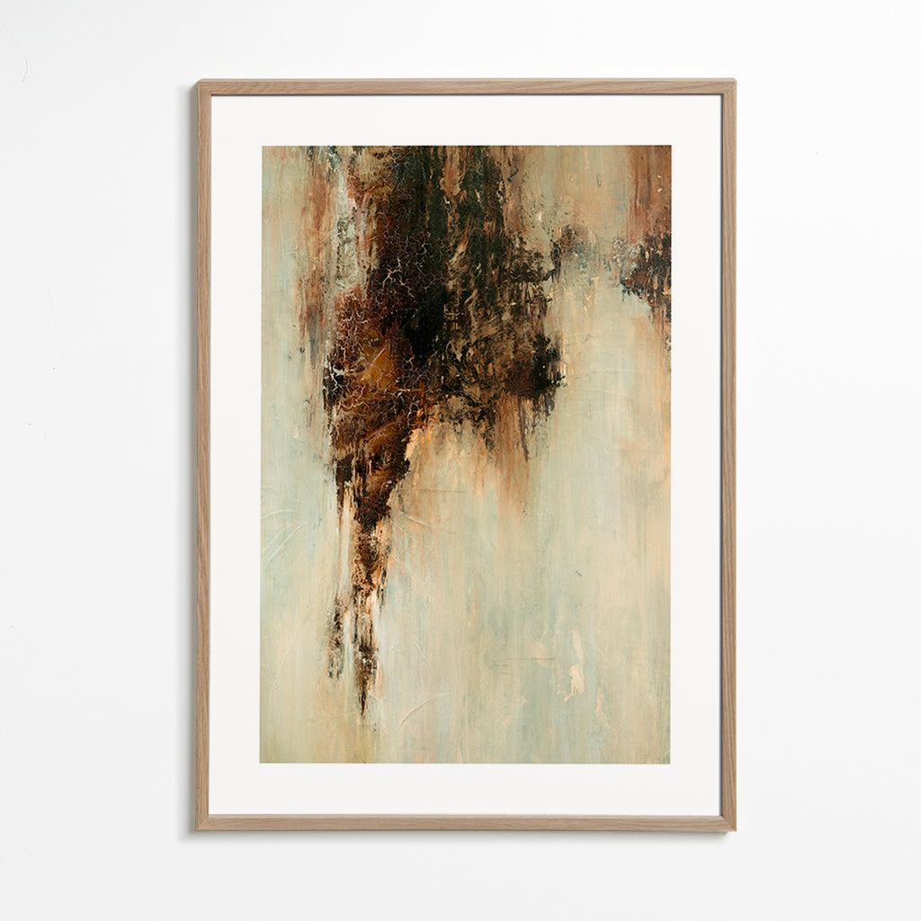 Cuadro abstracto textura terrosa vertical – Oak Frame