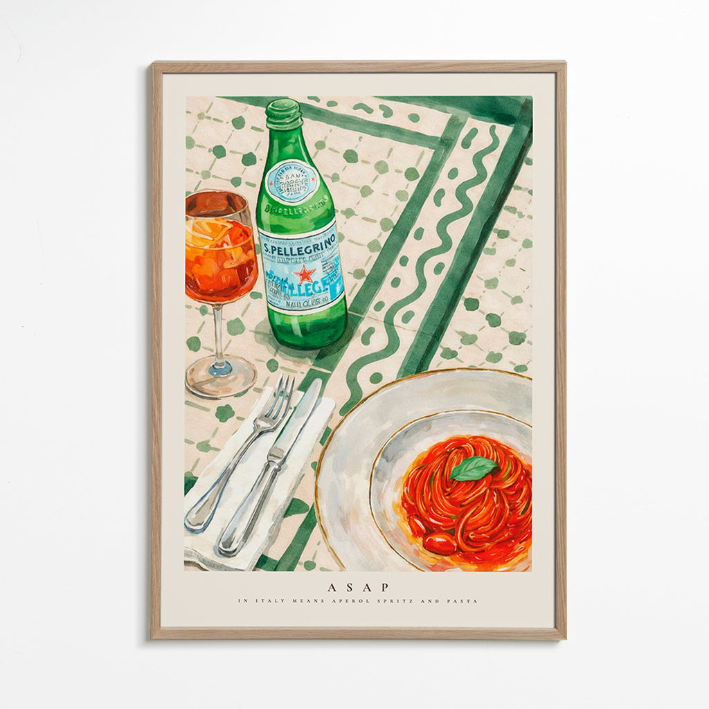 Kitchen art Aperol Spritz and pasta