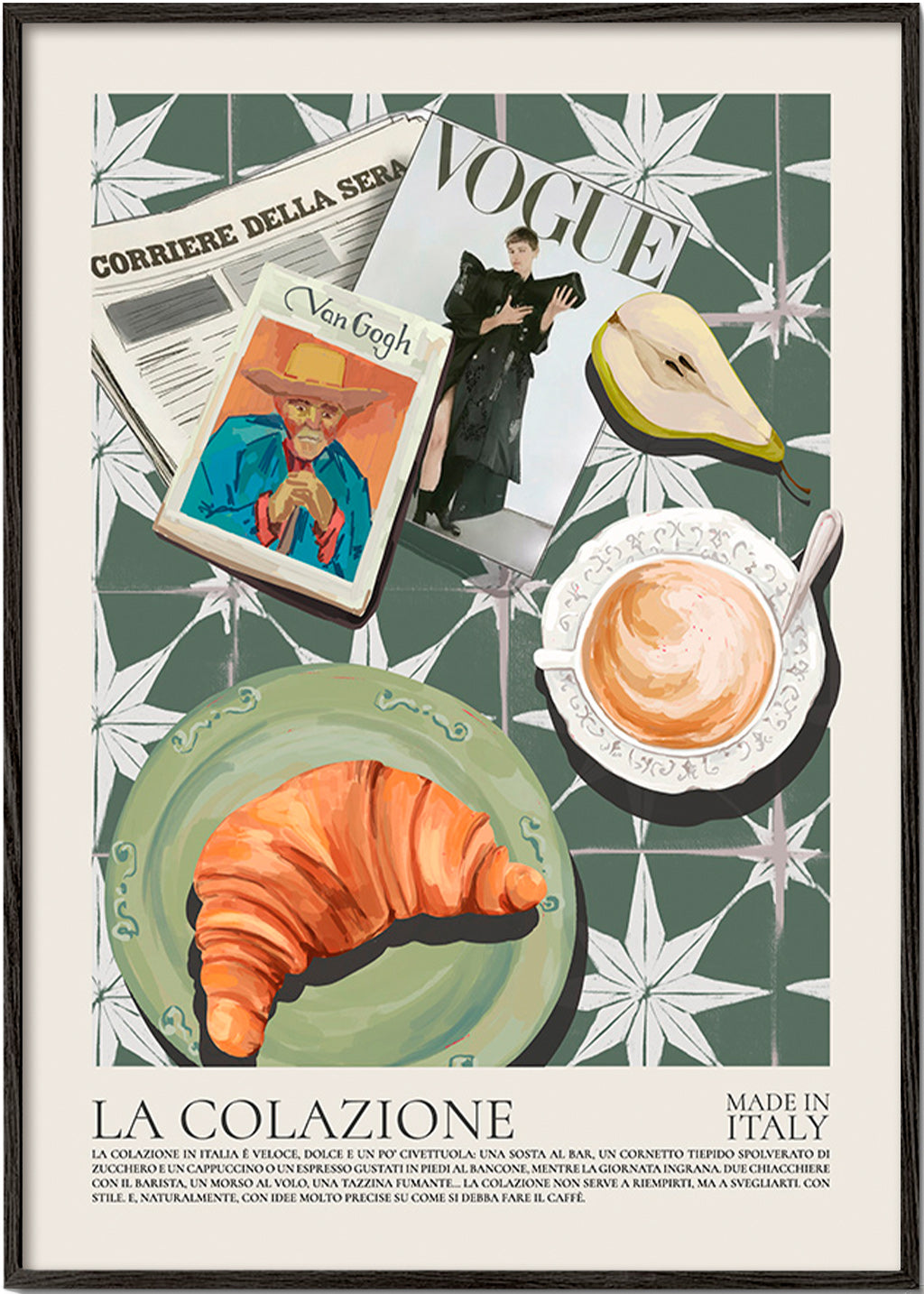 Kitchen art collage with croissant