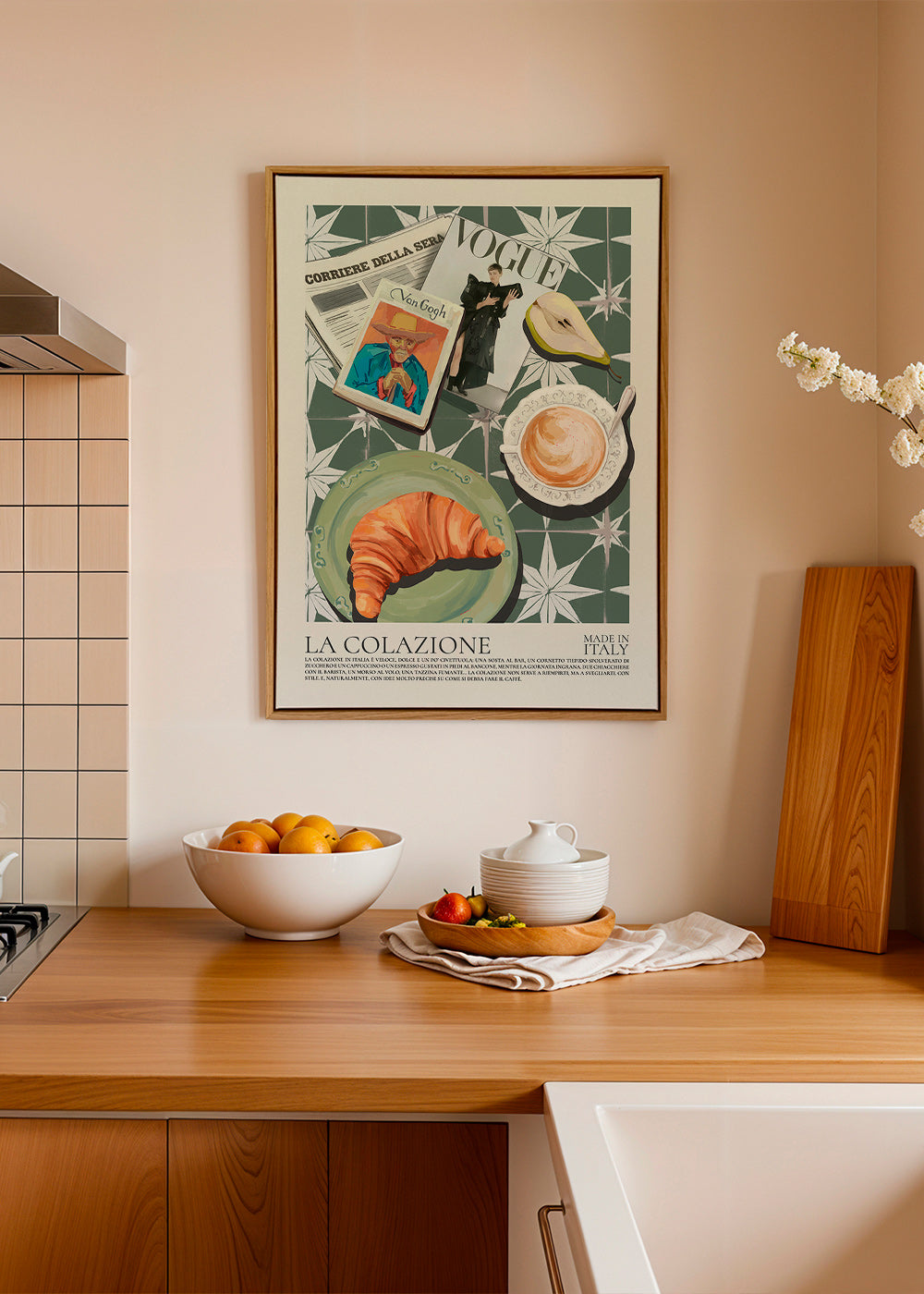 Kitchen art collage with croissant