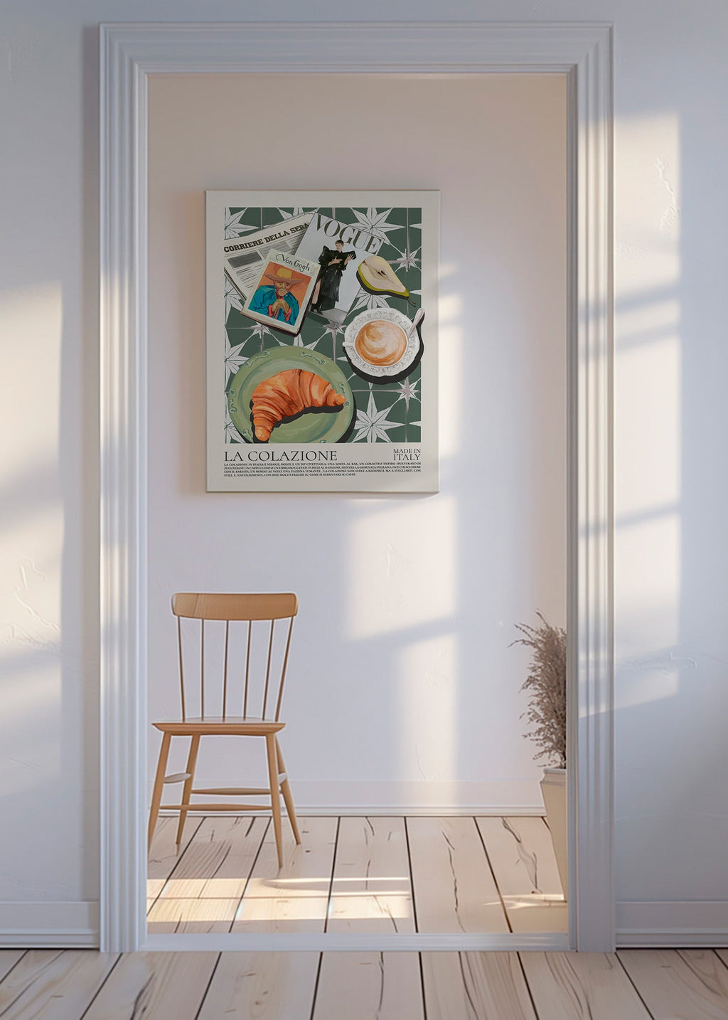 Kitchen art collage with croissant