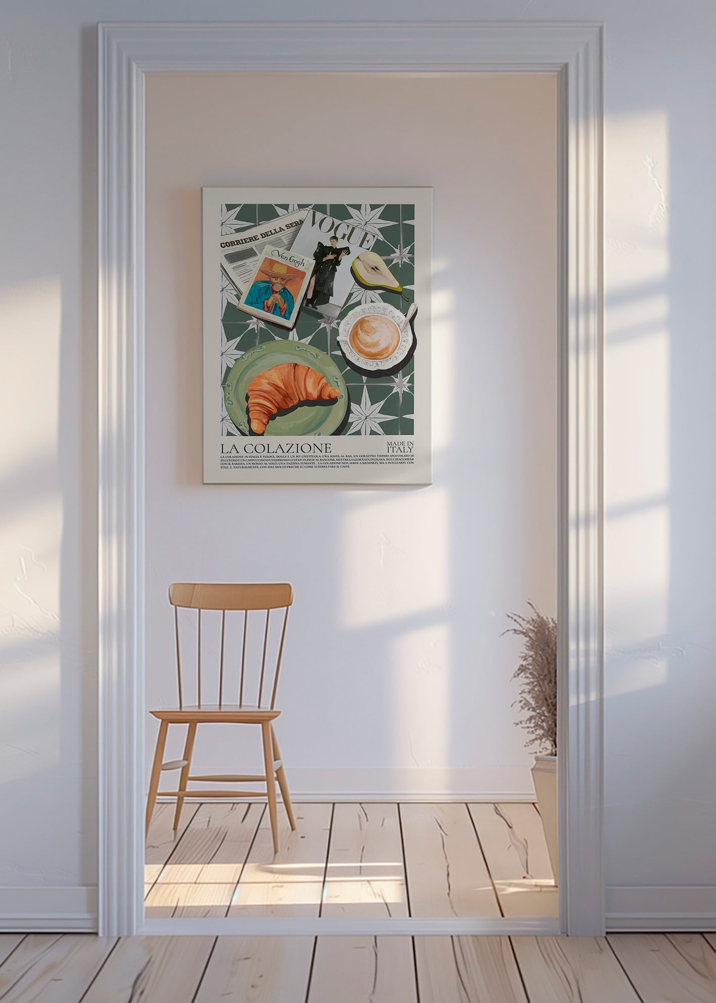Kitchen art collage with croissant