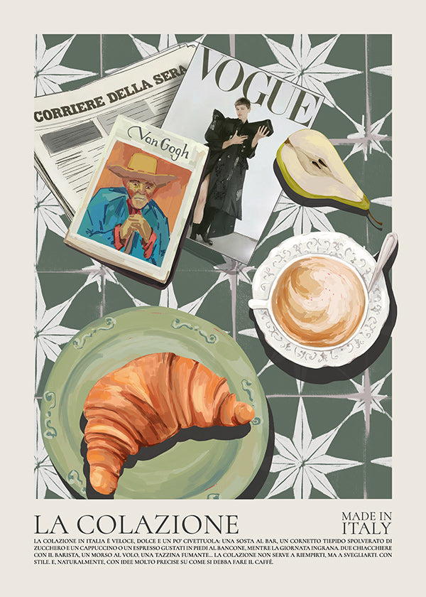 Kitchen art collage with croissant