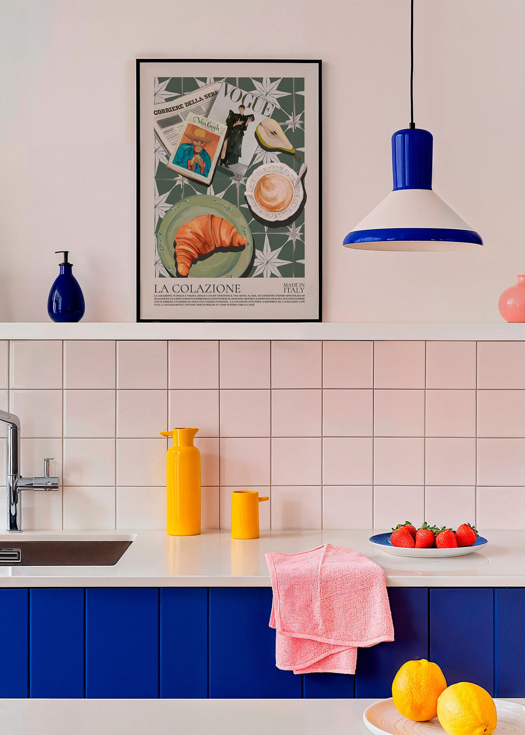 Kitchen art collage with croissant