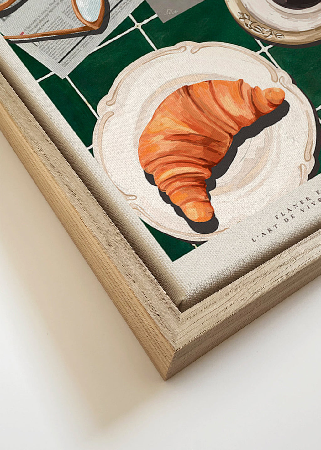 Kitchen art: croissant and coffee still life