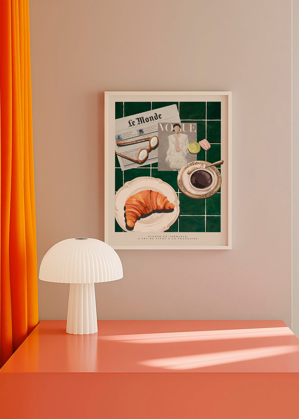 Kitchen art: croissant and coffee still life