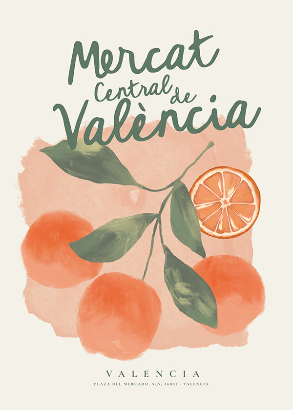 Kitchen art Mercat Central oranges illustration