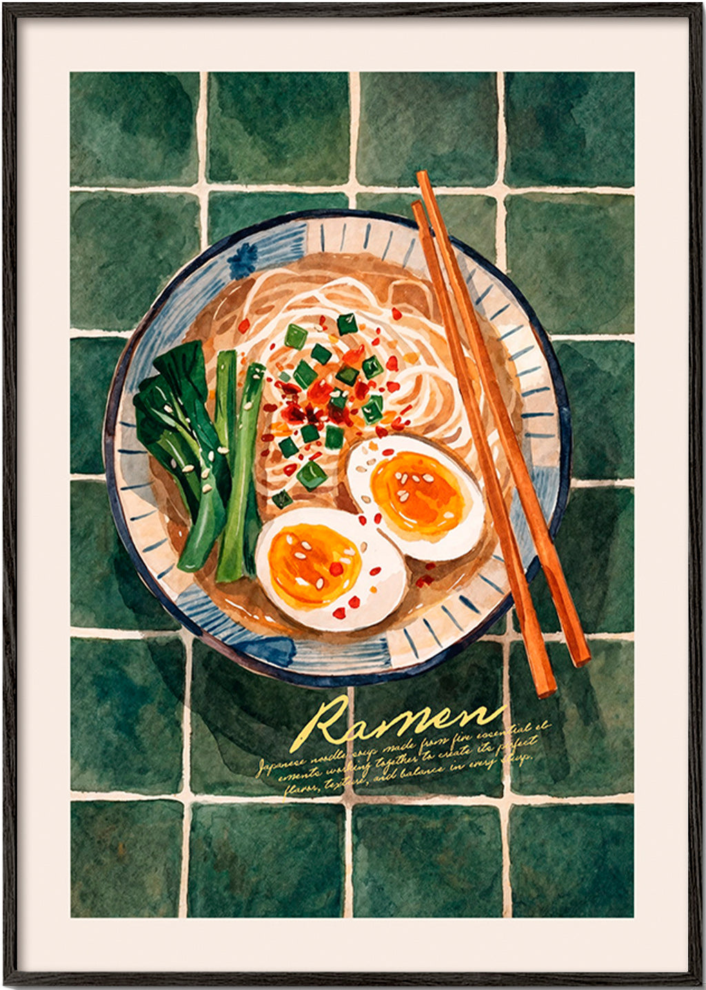 Kitchen art Ramen watercolor bowl