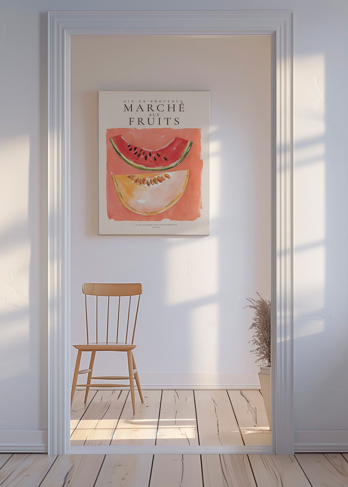 Kitchen art Provence fruit poster with melon and watermelon