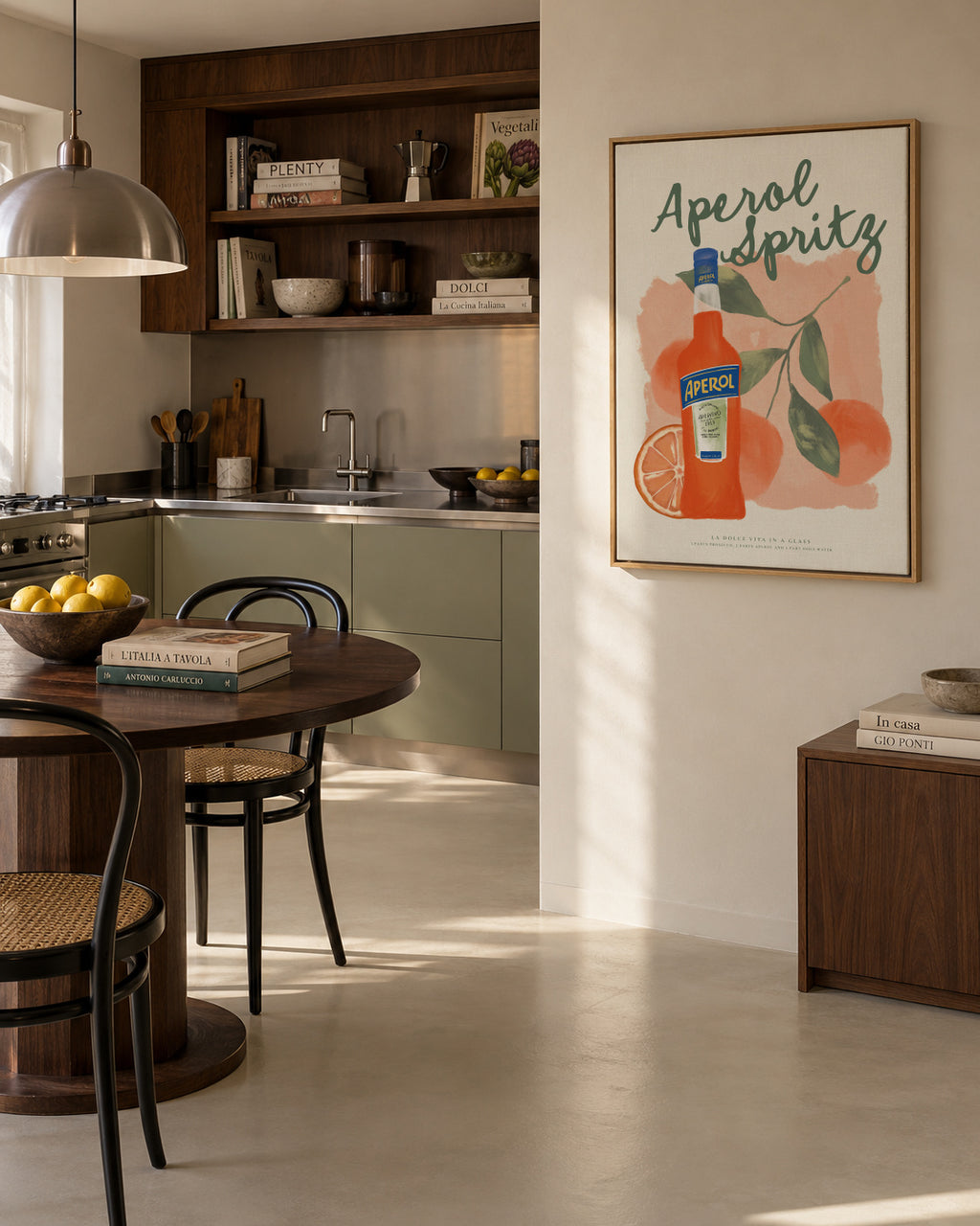 Aperol Spritz: La Dolce Vita in a Glass - Framed canvas in an interior