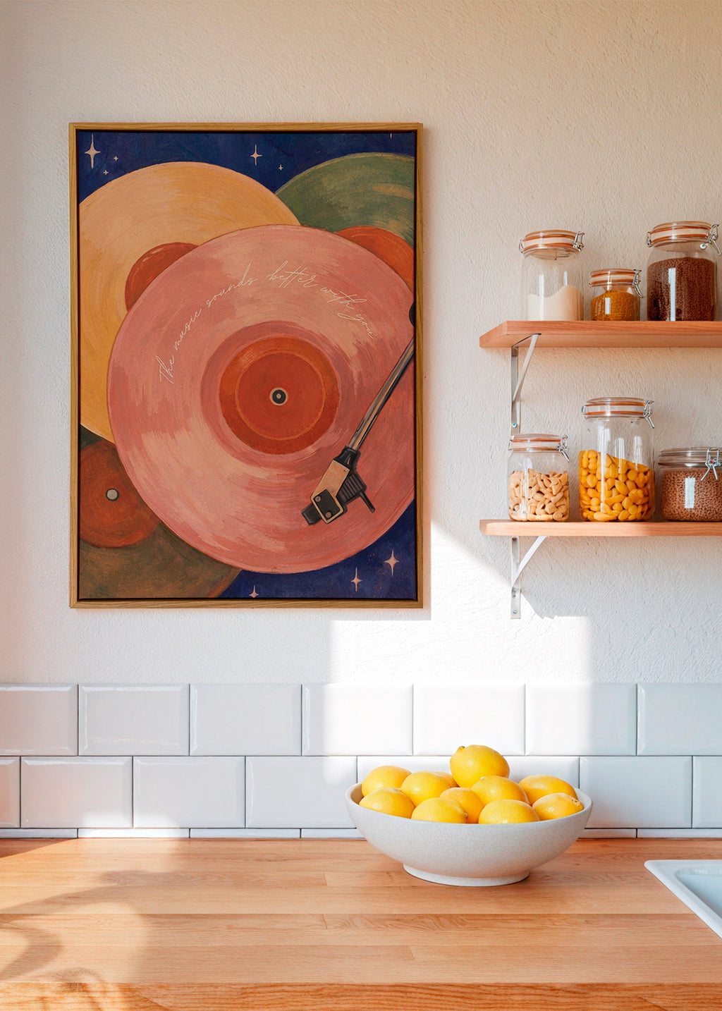 Pink vinyl illustration with turntable arm