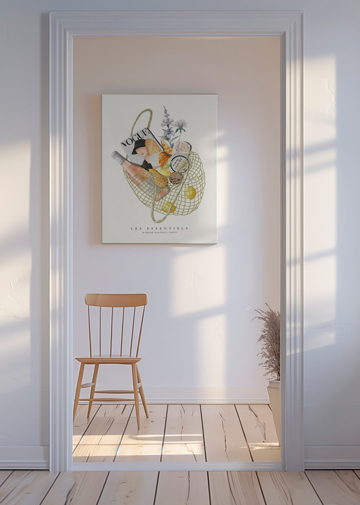 Kitchen art: illustrated market bag