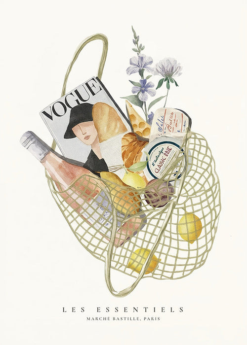 Kitchen art: illustrated market bag