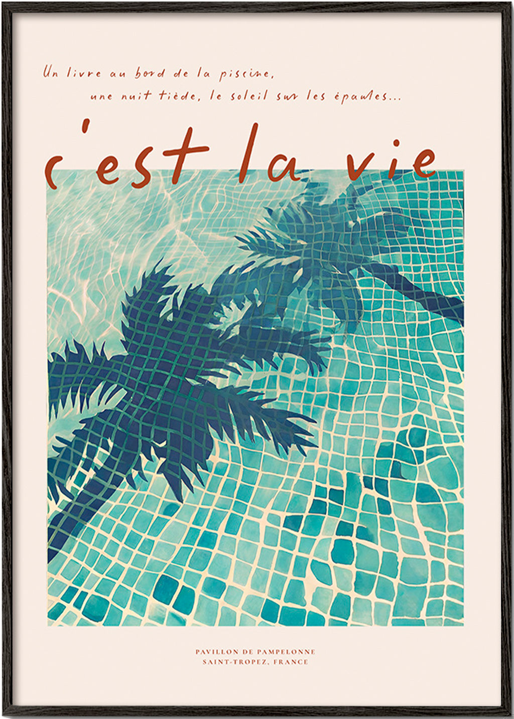 Pool illustration with palm shadows