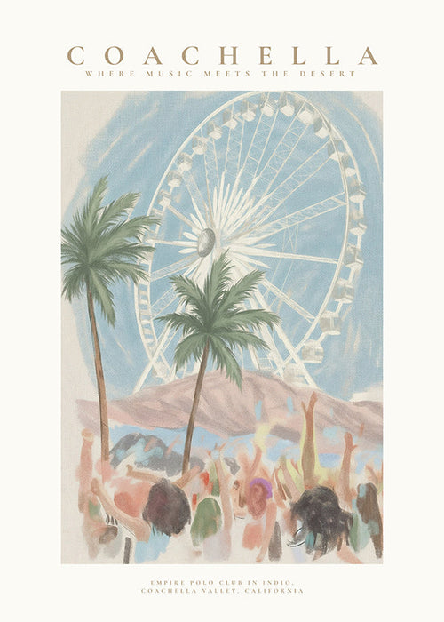 Coachella illustration with ferris wheel and palms