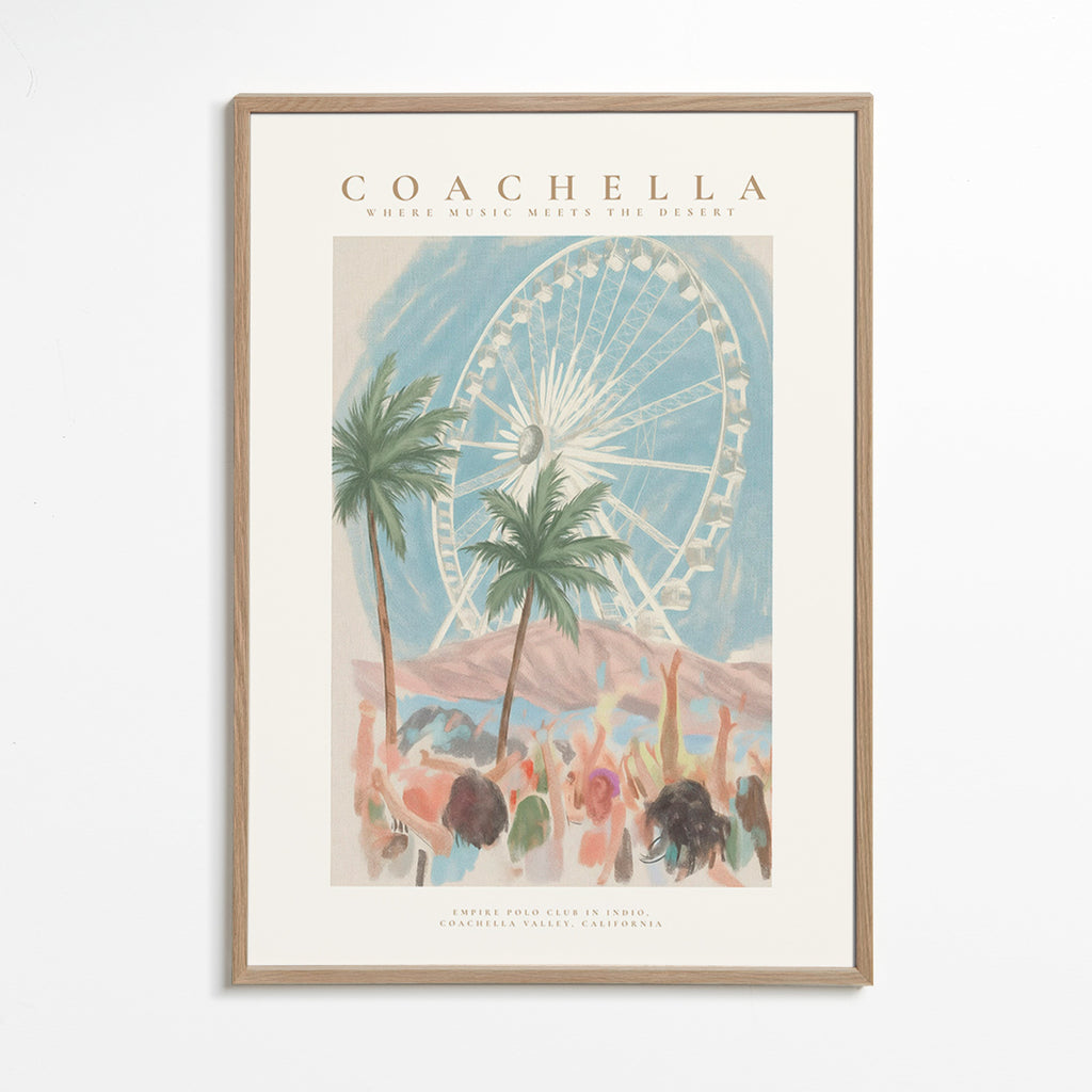 Coachella illustration with ferris wheel and palms