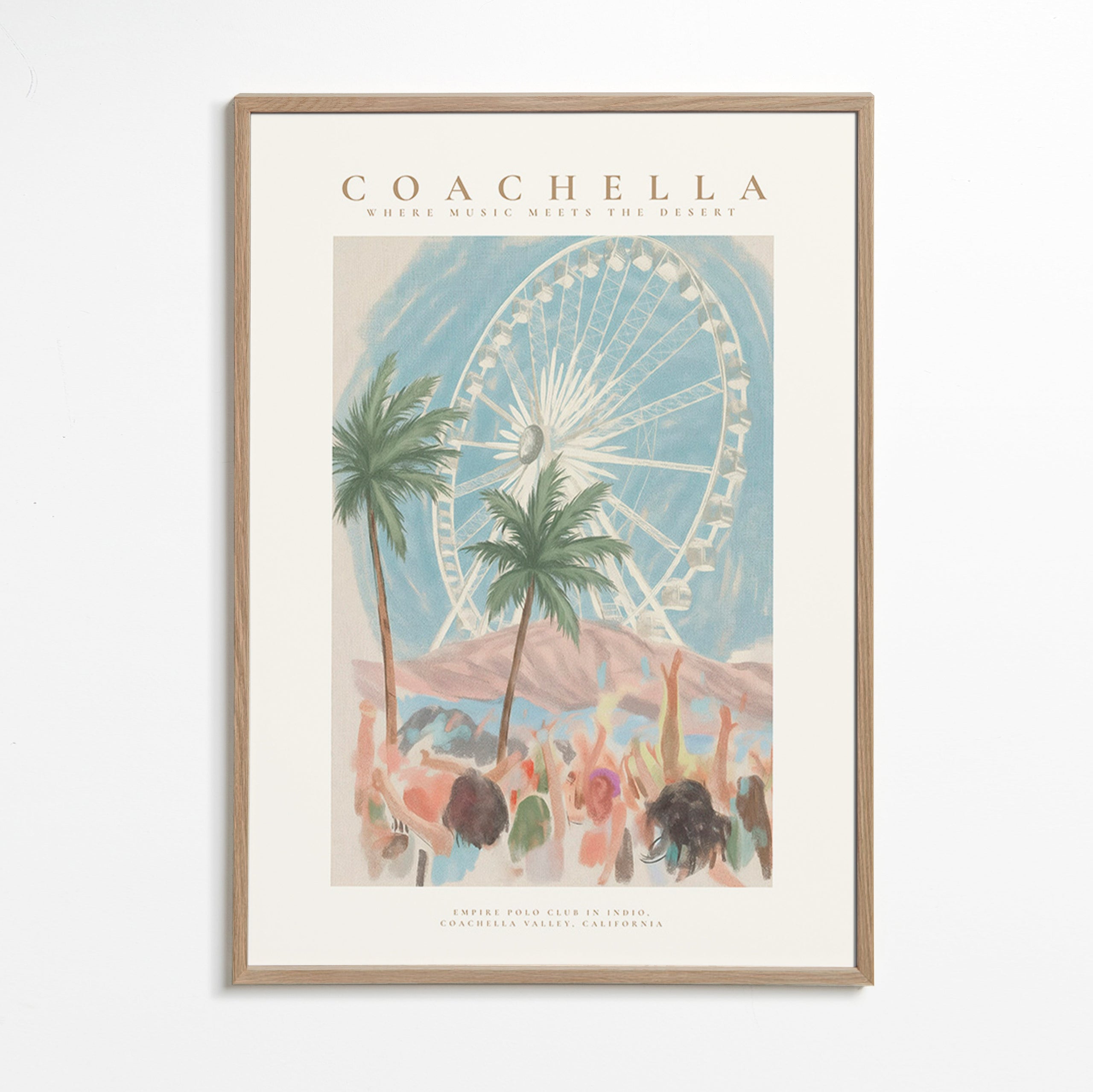 Coachella illustration with ferris wheel and palms