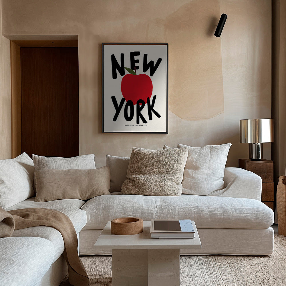 Kitchen art New York red apple poster