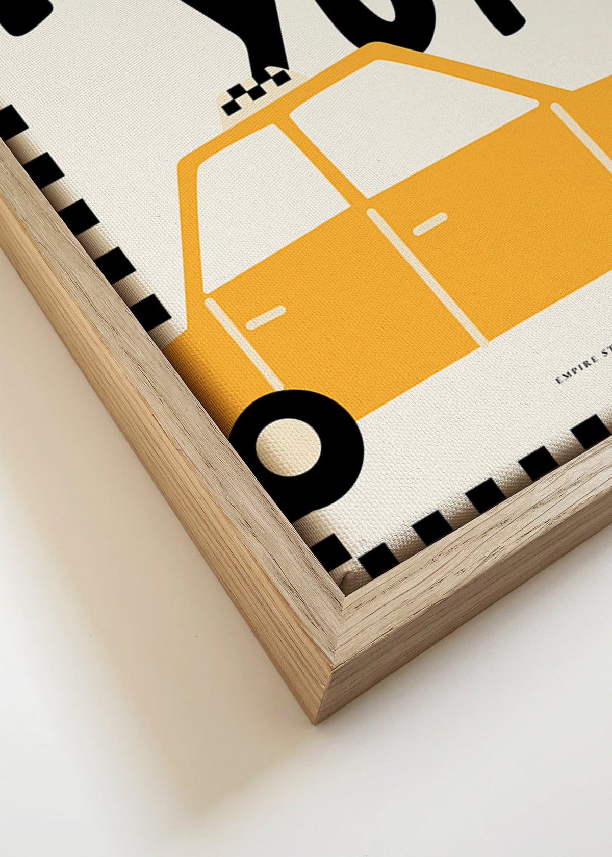 Travel poster with New York taxi and bold lettering
