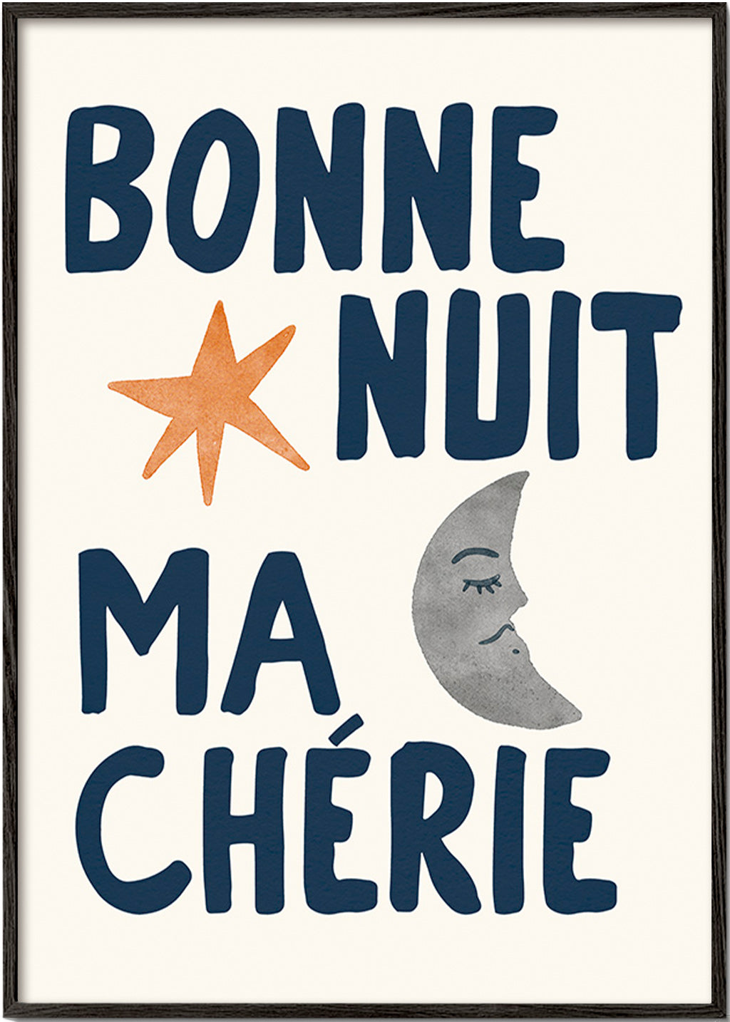 Children's print with night phrase and moon