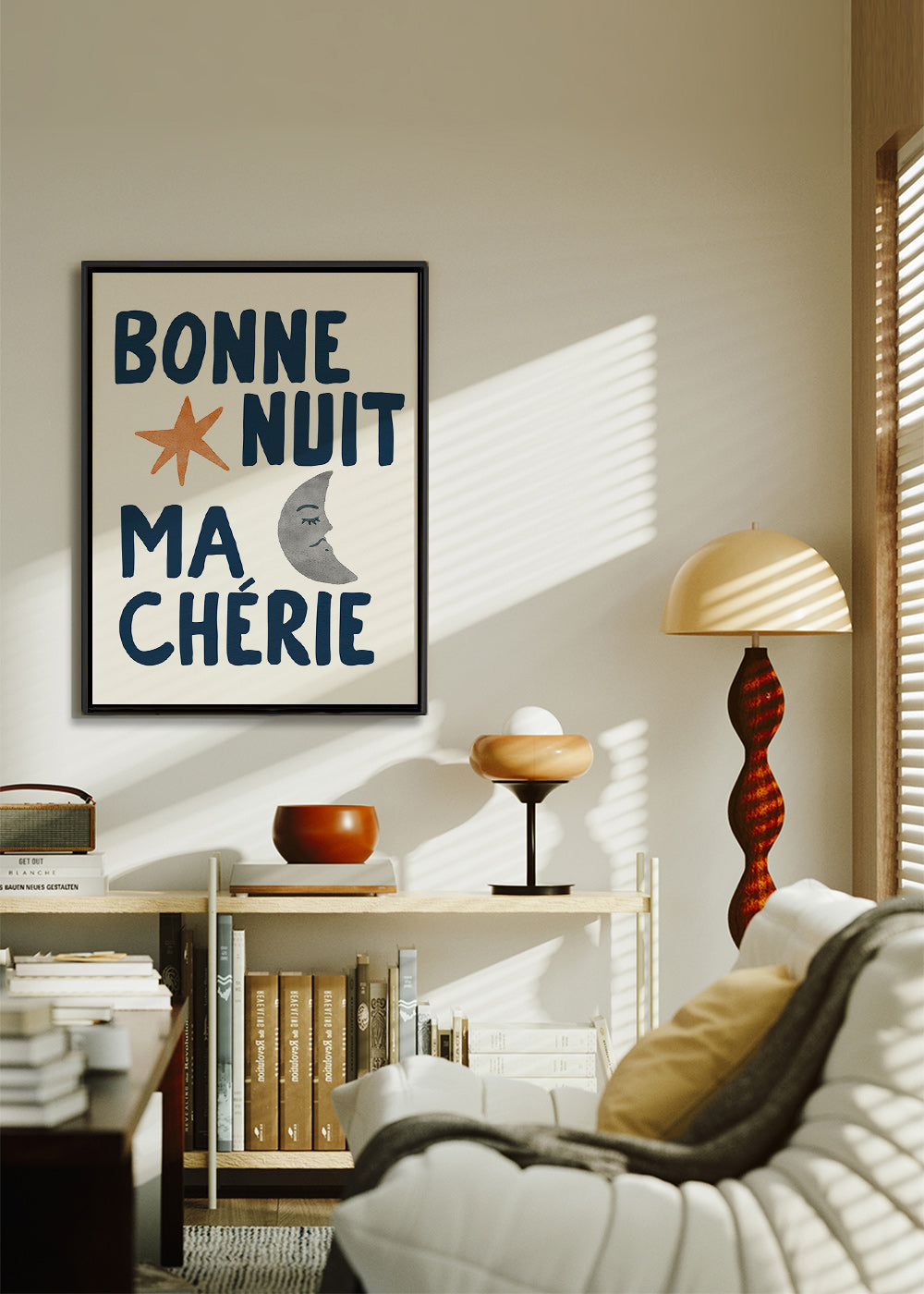 Children's print with night phrase and moon